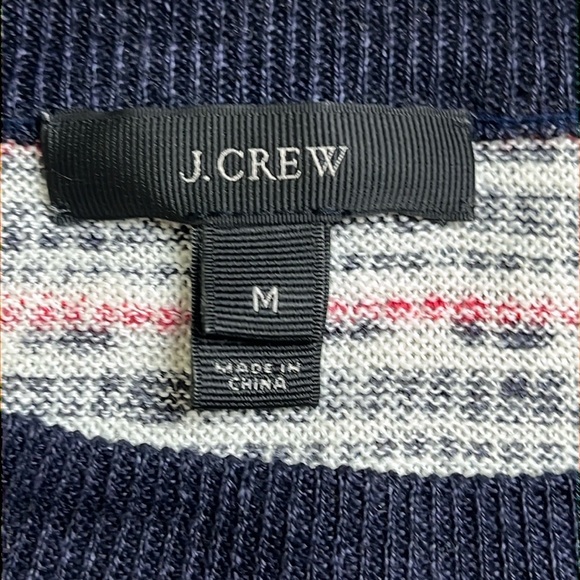 J. Crew Women's 100% Linen beadi Short Sleeve Sweater Red Blue White - Picture 3 of 12